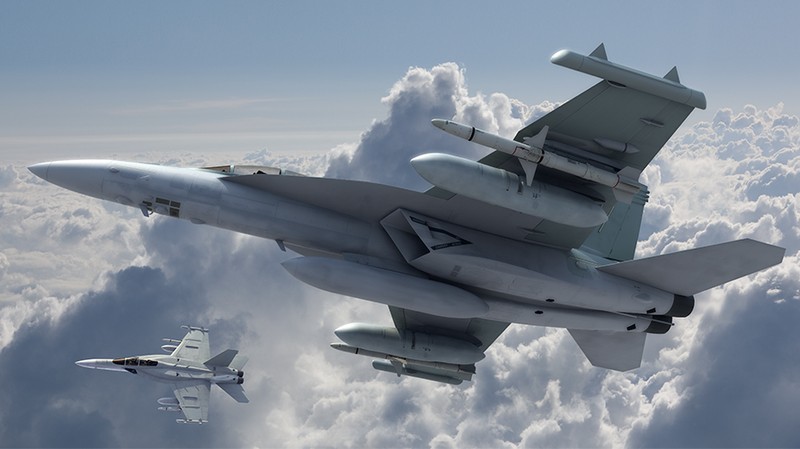 Hệ thống tác chiến điện từ kỹ thuật số NGJ (Next Generation Jammer) trên máy bay F/A-18 sẽ sẵn sàng vào năm 2022. Ảnh minh họa Breaking Defense.