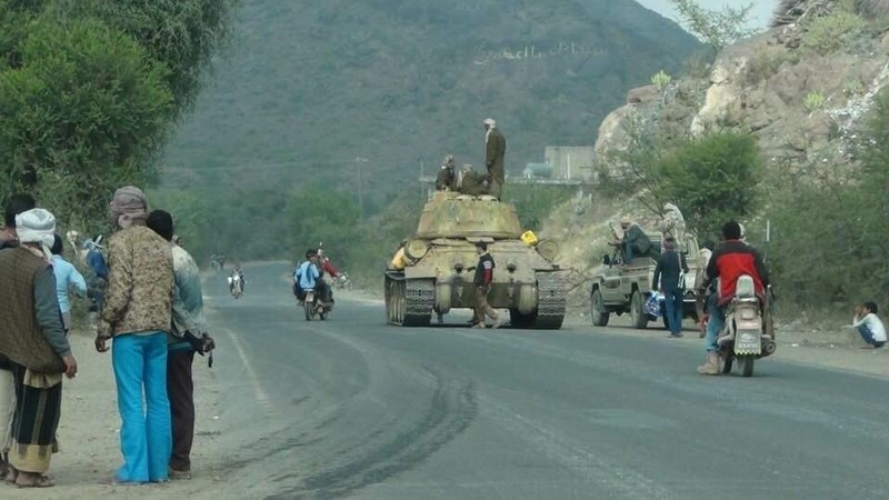 Xe tăng T-35-85 của quân đội Yemen trên Thị trấn Damt, tỉnh Dhale. Ảnh minh họa: South Front.