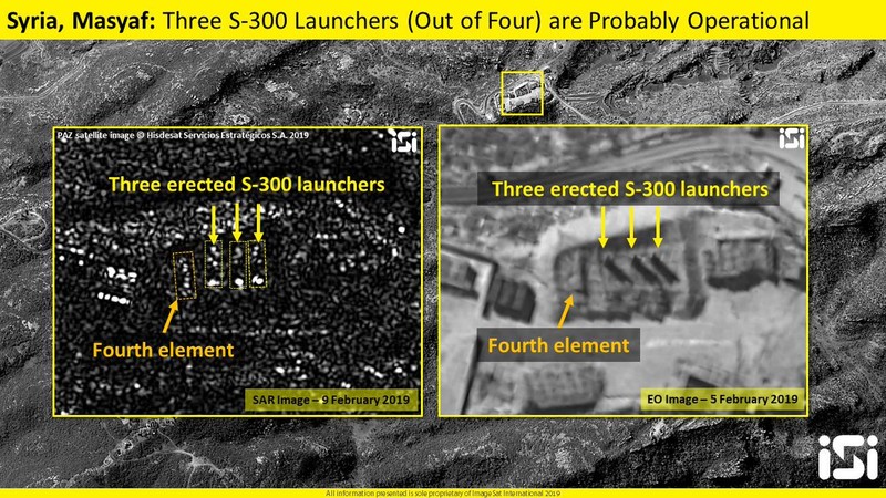 Hai bức ảnh chụp tổ hợp tên lửa S-300 Syria ở khu vực Masyaf ngày 05.02.2019 và ngày 19.02.2019 theo ISI