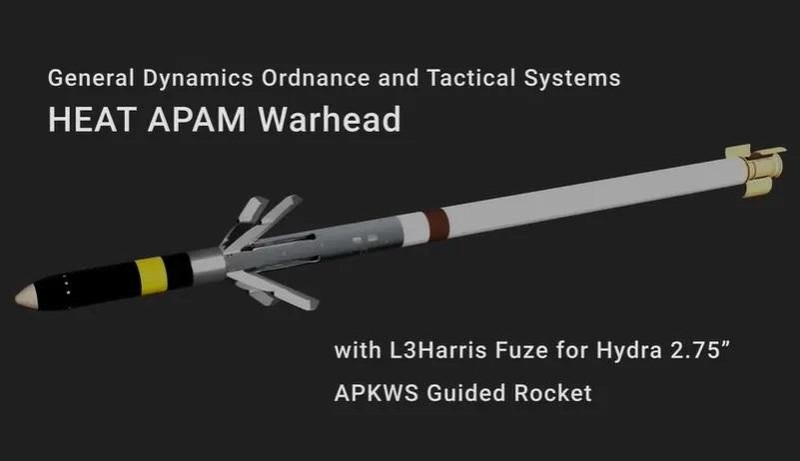 General Dynamics công bố đầu đạn HEAT APAM cho Hệ thống vũ khí tiêu diệt chính xác nâng cao (APKWS). Ảnh General Dynamics