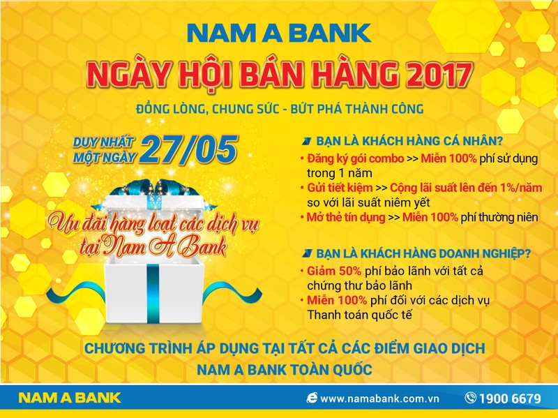 Hàng loạt ưu đãi trong ngày hội bán hàng Nam A Bank 2017