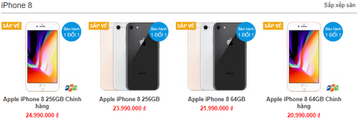 Mức giá dự kiến iPhone 8 và iPhone 8 Plus tại một cửa hàng.
