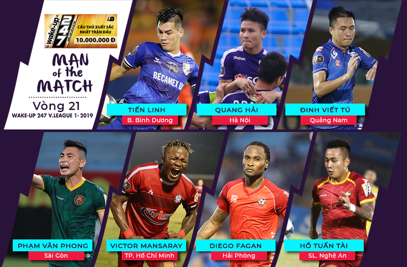 Danh sách cầu thủ xuất sắc nhất trận đấu vòng 21 V.League 2019. Ảnh VPF.