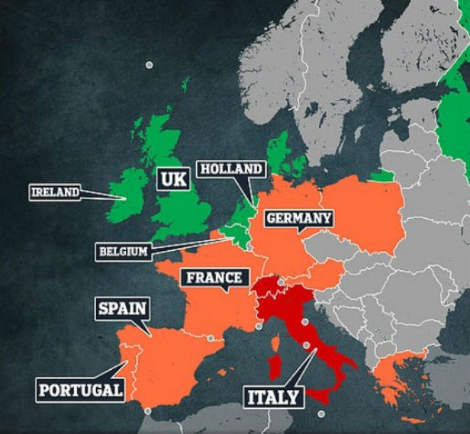 Các quốc gia châu Âu có người bị nhiễm Covid-19. Ảnh WHO