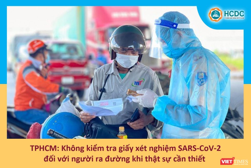 TP.HCM không kiểm tra giấy xét nghiệm âm tính với SARS-CoV-2 với người ra đường trong trường hợp thật sự cần thiết - Ảnh: HCDC