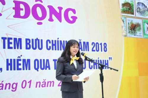 Bà Chu Thị Lan Hương, Phó Tổng giám đốc Tổng công ty BĐVN phát biểu.  Ảnh: Thái Anh.