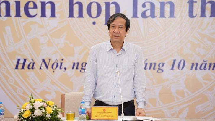 Bộ trưởng Bộ Giáo dục và Đào tạo Nguyễn Kim Sơn - Chủ tịch Hội đồng Giáo sư Nhà nước nhiệm kỳ 2018-2023 - chủ trì phiên họp (ảnh: Hội đồng Giáo sư Nhà nước).