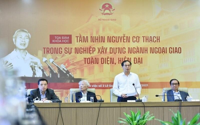 Hội thảo tại BNG nhân kỷ niệm 100 ngày sinh cố Ngoại trưởng Nguyễn Cơ Thạch. Ảnh Bộ Ngoại giao.