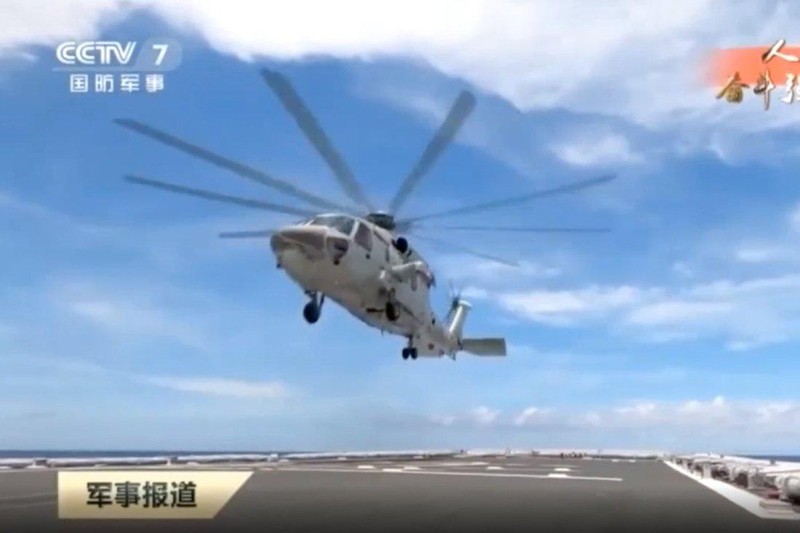 Mẫu trực thăng chống ngầm Z-20 xuất hiện trong một đoạn video được CCTV công chiếu (Ảnh: CCTV)