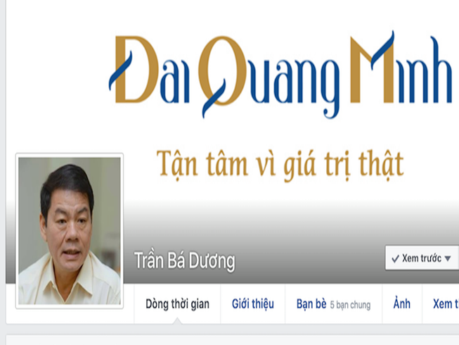Trang facebook được cho là của ông Trần Bá Dương