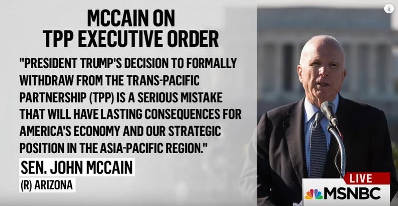 Thượng nghị sỹ John McCain: Rút khỏi TPP, ông Trump đã mắc sai lầm nghiêm trọng