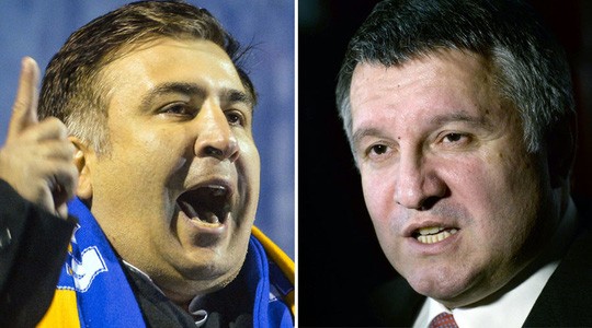 Ông Mikheil Saakashvili (trái) và Arsen Avakov (phải). Ảnh: Sputnik