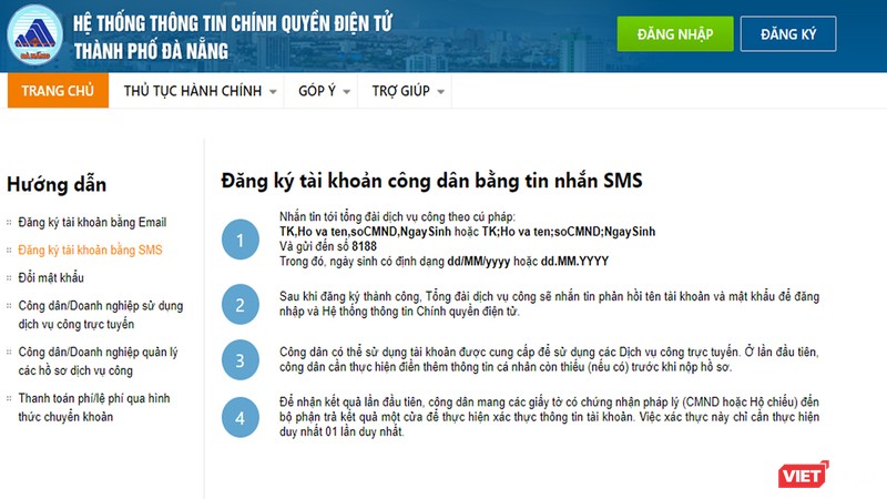 Sở TT&TT TP Đà Nẵng vừa đưa vào tính năng đăng ký tài khoản công dân điện tử qua tin nhắn SMS trên điện thoại di động để thuận lợi cho tổ chức, công dân sử dụng.
