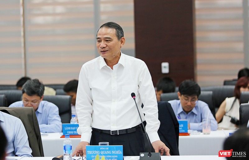 Bí thư Thành ủy Đà Nẵng Trương Quang Nghĩa phát biểu tại buổi làm việc với đoàn công tác Bộ GTVT diễn ra chiều ngày 2/3
