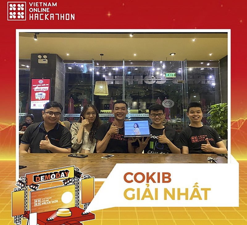 Đội COKIB - Quán quân giải Vietnam Online Hackathon 2020 (ảnh BTC)