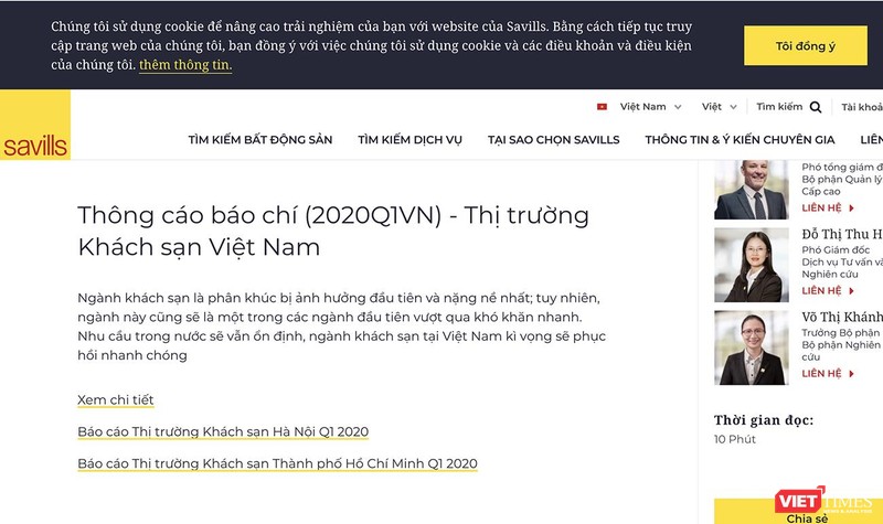 Website của Savills Việt Nam tiếp tục bỏ trống nghiên cứu thị trường BĐS Đà Nẵng (ảnh chụp màn hình)