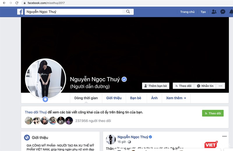 Giao diện trang facebook mang tên “Nguyễn Ngọc Thúy”