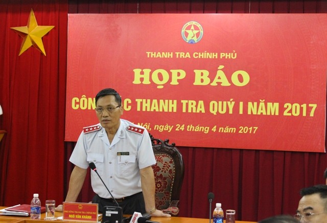 Ông Ngô Văn Khánh, Phó Tổng Thanh tra Chính phủ trả lời tại buổi họp báo.