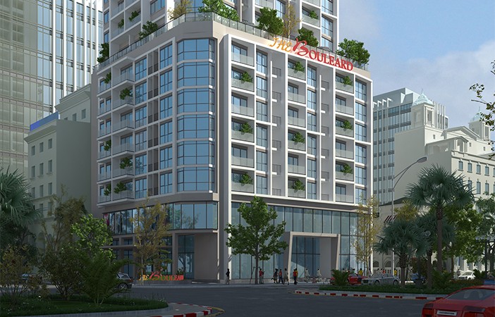 Phối cảnh dự án cải tạo chung cư 22 Liễu Giai, Hà Nội. (Tên thương mại: Tòa nhà Chung cư và Thương mại The Boulevard)