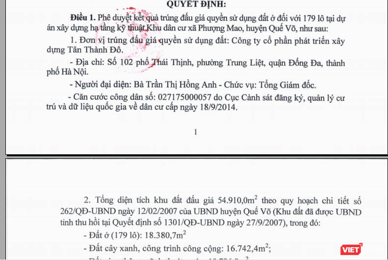 Quyết định phê duyệt của Bắc Ninh.