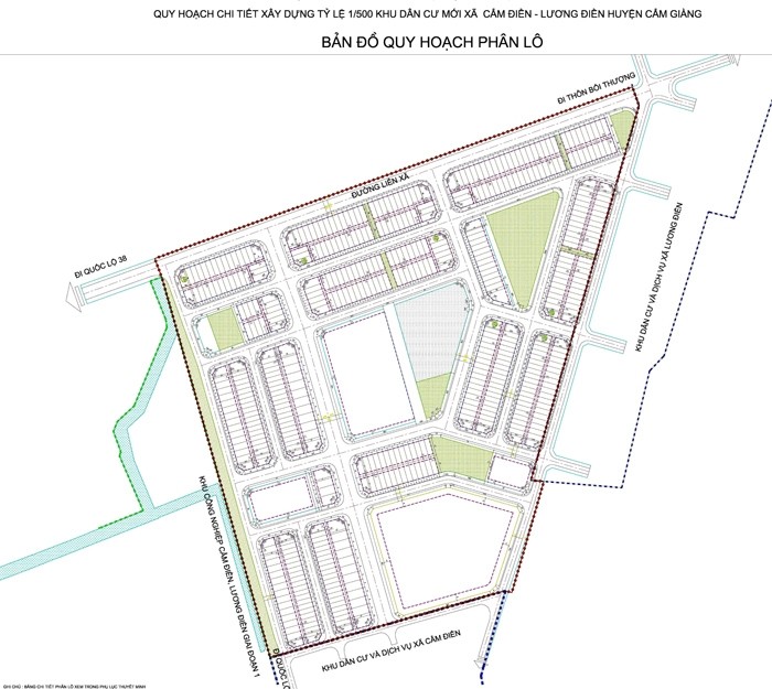 Bản đồ quy hoạch phân lô khu dân cư mới Cẩm Điền - Lương Điền/ Ảnh: baohaiduong.vn