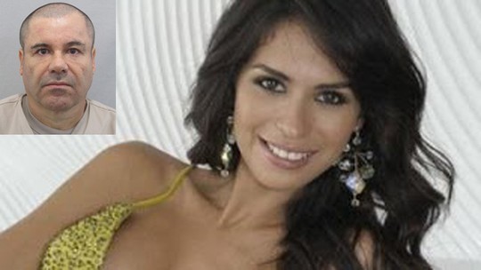 Cựu hoa hậu Emma Coronel và chồng là trùm ma túy Joaquín "El Chapo" Guzmán (ảnh nhỏ). Ảnh: AP
