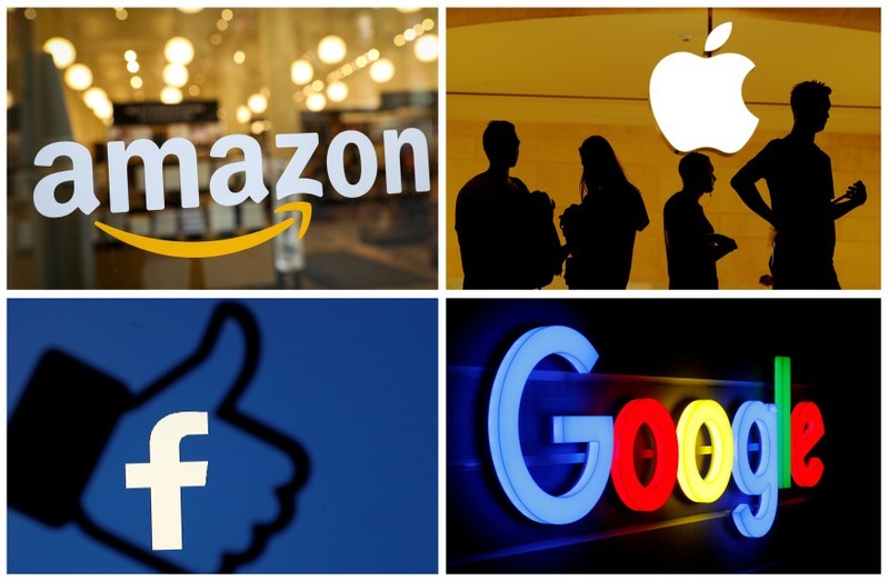 Bốn ông lớn công nghệ Amazon, Apple, Facebook và Google đã bị cáo buộc lợi dụng sức mạnh thị trường của mình để chống lại sự cạnh tranh. Ảnh: Reuters