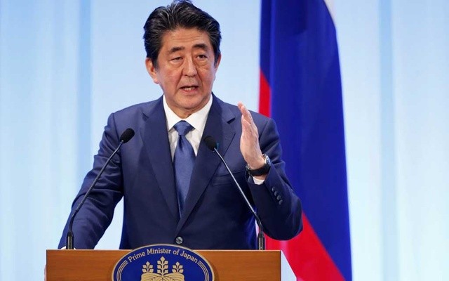 Thủ tướng Nhật Bản Shinzo Abe phát biểu trong cuộc gặp với Tổng thống Nga Vladimir Putin tại Osaka, Nhật Bản ngày 29.6.2019. Ảnh: Bdnews24