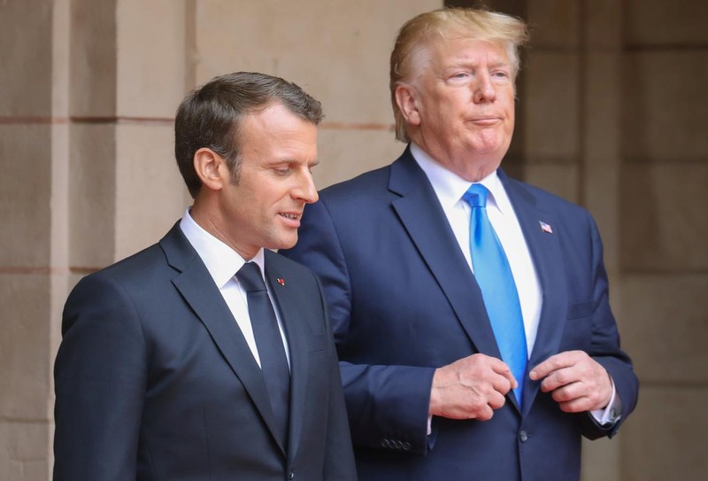 Tổng thống Mỹ Donald Trump và Tổng thống Pháp Emmanuel Macron. Ảnh: Reuters