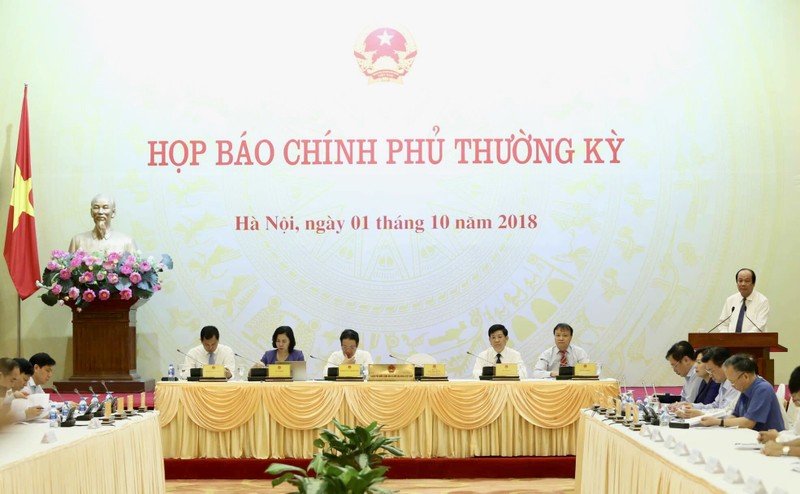 Quang cảnh buổi họp báo Chính phủ thường kỳ tháng 9/2018 (Nguồn: VGP)