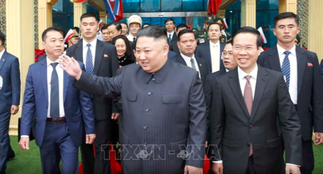 Chủ tịch Triều Tiên Kim Jong-un đã tới ga Đồng Đăng (Lạng Sơn) vào sáng ngày 26/2/2019 (Ảnh: TTXVN)
