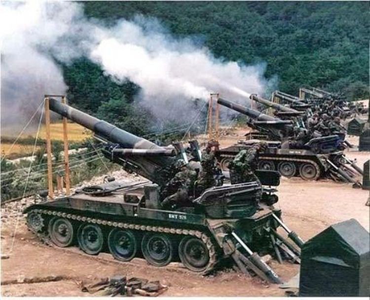 Pháo tự hành M55 cỡ nòng 203mm của Mỹ viện trợ khẩn cấp cho Đài Loan bắn sang Phúc Kiến (Ảnh: Tư liệu).