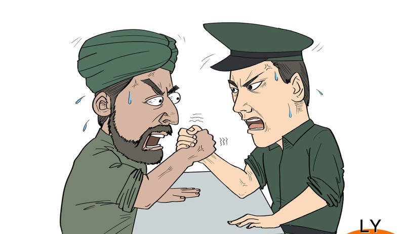 Cuộc đọ sức căng thẳng giữa Trung Quốc và Ấn Độ ngày càng gia tăng trên các lĩnh vực (Biếm họa của Đa Chiều).