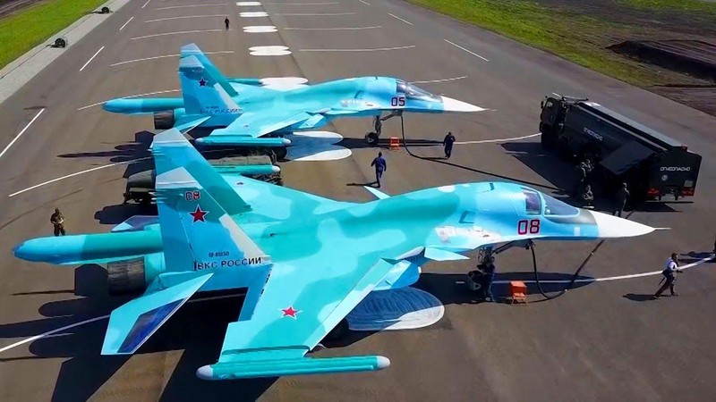 Máy bay tiêm kích bom hạng nặng Su-34 là loại máy bay Nga được tình báo Ukraine nhằm tới (Ảnh: Guancha).