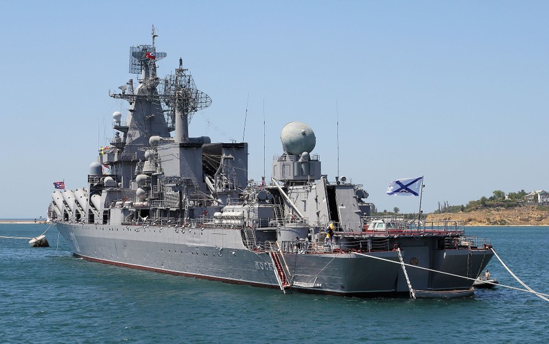 Tàu tuần dương lớp Slava Moskva, kỳ hạm của Hạm đội Biển Đen khi chưa bị chìm (Ảnh Wiki). 