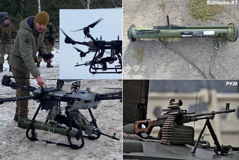 Ukraine trang bị cho UAV nông nghiệp súng máy PKM và súng phóng lựu chống tăng Bullspike-AT. Ảnh Army Recognition.