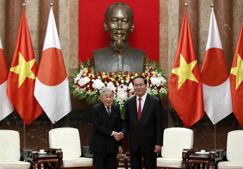 Chủ tịch nước Trần Đại Quang và Nhà vua Nhật Bản Akihito. Ảnh: VGP/Nhật Bắc