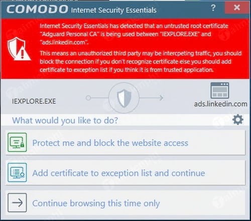 Giao diện Comodo Internet Security Essentials