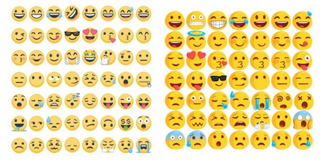 Hai bộ emoji của Facebook và Messenger