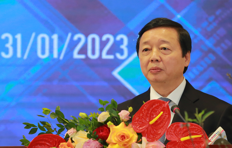 Phó Thủ tướng Chính phủ Trần Hồng Hà phát biểu tại Giao ban Báo chí đầu xuân Quý Mão 2023 vừa diễn ra sáng nay (31/1), tại Hà Nội. (Ảnh: VGP/Minh Khôi)