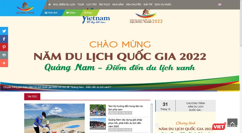 Trang chủ của Sở VH-TT và Du lịch Quảng Nam chính thức đưa “Hệ thống phần mềm du lịch thông minh tỉnh Quảng Nam” vào vận hành.