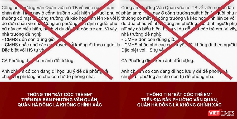 Công an Hà Nội khẳng định thông tin "bắt cóc trẻ em" ở Văn Quán, Hà Đông là tin giả