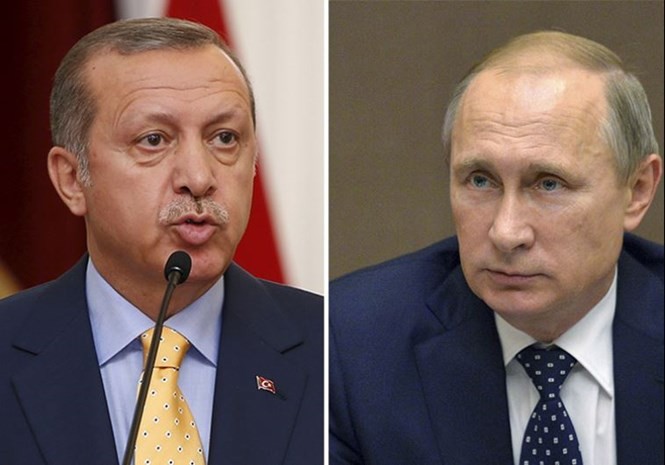 Tổng thống Thổ Nhĩ Kỳ Erdogan (trái) và Tổng thống Putin - Ảnh: Reuters
