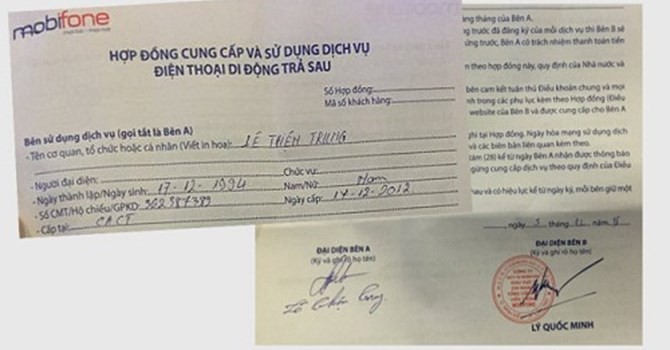 Hợp đồng của anh Trung đã ký, nhưng sau đó bị chặn tin nhắn và 3G vì có hộ khẩu chung với người chú của mình - Ảnh nguồn: Tuổi trẻ.