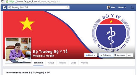 Trang Fanpage của Bộ trưởng Bộ Y tế Nguyễn Thị Kim Tiến.