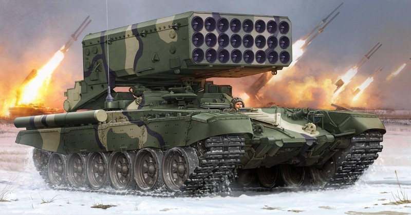 Clip: Kinh hoàng pháo phản lực TOS-1 Nga gầm thét, dội lửa phiến quân Syria