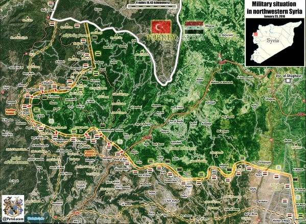 Bản đồ phân bổ lực lượng trên vùng biên giới với Thổ Nhĩ Kỳ