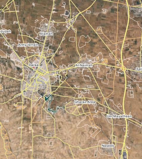 Làng Al-Naymah trên bản đồ tỉnh Dara'a