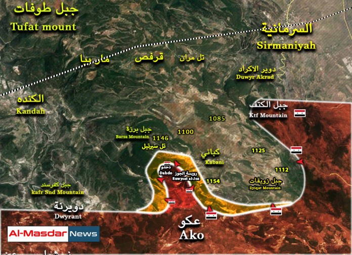 Bản đồ cuộc tiến công vào Làng Kabani, phía đông bắc Latakia