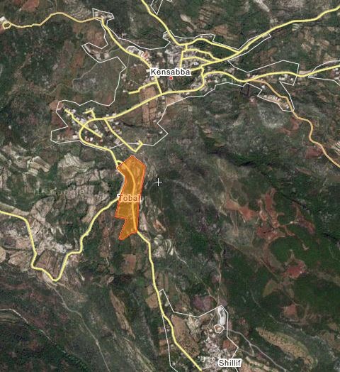 Bàn đồ khu vực thị trân Kinsaba, Bắc Latakia